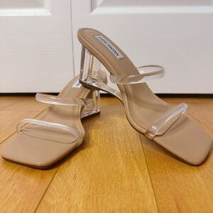 Steve Madden Crystal Clear Wedge Block Heels